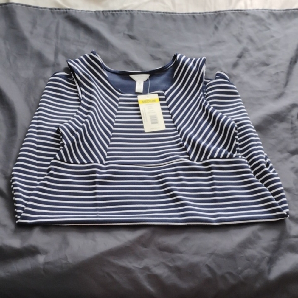 Three Seasons Maternity Dress, Striped, Navy